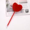 Heart Shape Pom Pom Ballpoint Pen Cute Cartoon Gel Pen for Journal Fluffy Soft Top Student Writing Gift Kawaii School Supplies