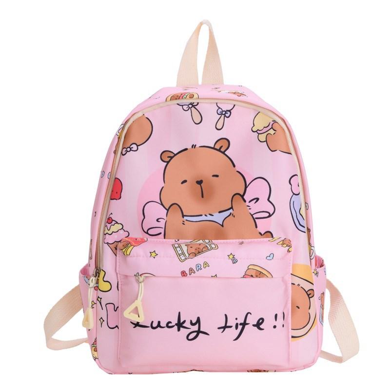 School bag cartoon school bag boys and girls cute cartoon kapibara double click press backpack