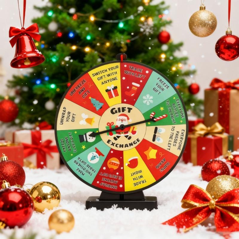 Wood Rotating Wheel for Christmas Gift Exchange with Easy Setups Perfect for Various Party Occasion and Festival Decors
