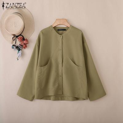 Women Round Neck Casual Long Sleeve Blouse