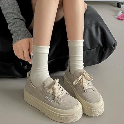 Klassische Studenten vielseitige beige dicke Sohle Schuhe Damen 2025 neu Frühling beliebt Freizeit Sport weiche Sohle Schuhe