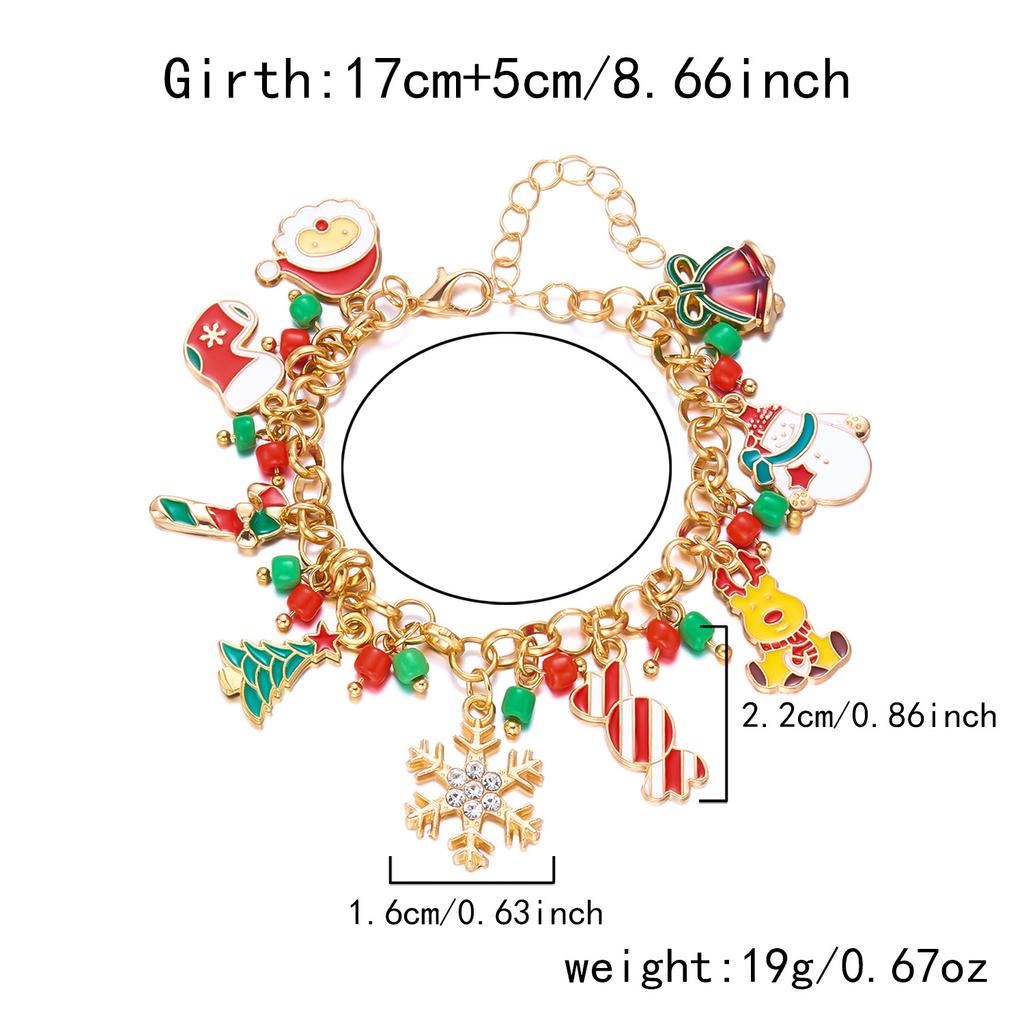 Christmas Bracelet for Women Fashion Elegant Christmas Tree Santa Snowflake Pendant Beaded Bracelets Holiday Party Jewelry Gift for Girls