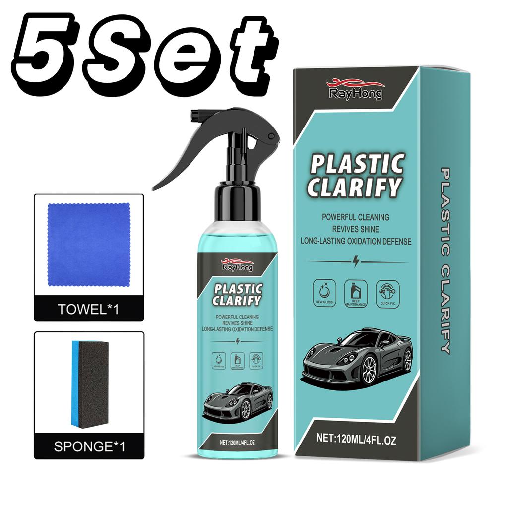 Car Interior Refurbishment Agent With Spong Towel Auto Plastic Rubber Back To Black Gloss Restorer Spray Car Care Coating