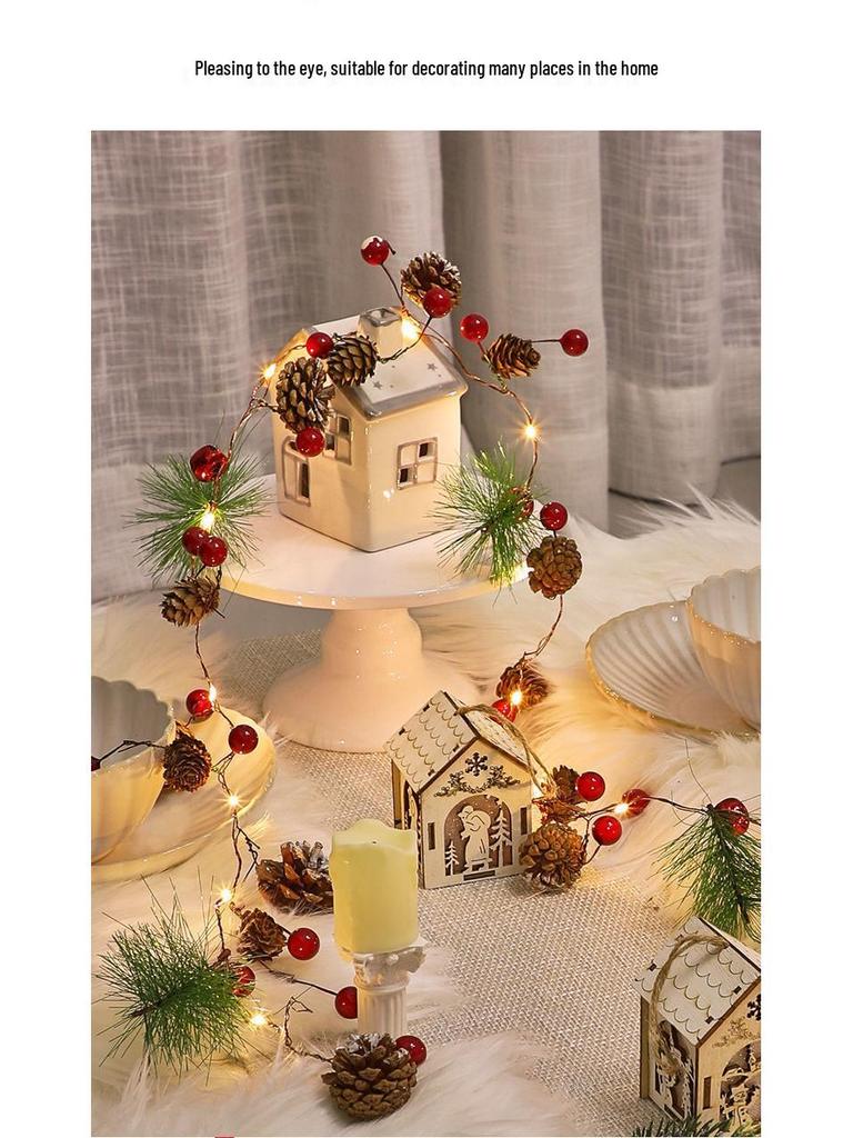 LED Christmas Fairy String Lights with Pine Cones and Bells for Tree and Holiday Decor