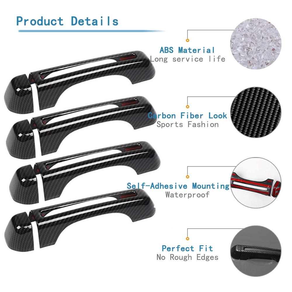 Car Door Handle Cover Tailgate Handle Stickers Door Handle Bowl Decoration for Jeep Wrangler JL 2018-2026 Exterior Accessories