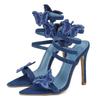 Eilyken Sexy Denim Butterfly-knot High Heels Women Sandals Hollow Out Ankle Strappy Shoes Summer Pointed Toe Zapatos Mujer