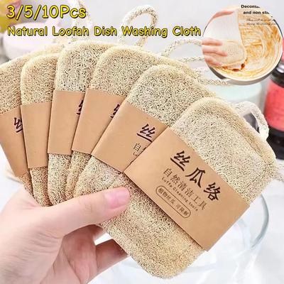 Natural Luffa Dish Washing Cloth Sponge Loofah Scrub Pad Dish Pot Easy To Clean Scrubber Sponge Kitchen Clean Brushes Pad