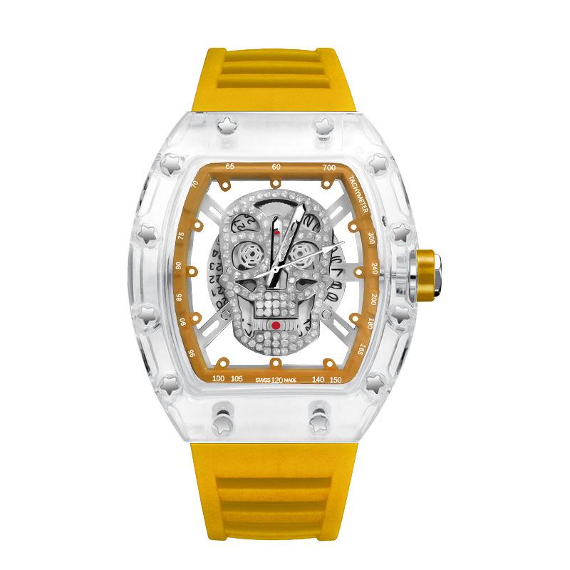 ZIDO Men s Transparent Ghost Head Barrel-Shaped Fashion Watch Without Gift Box