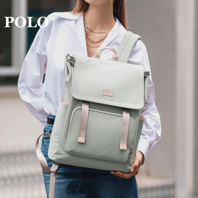 POLO Women\'s Backpack, Travel Bag, 15-Inch Laptop Bag, Casual Bookbag, Versatile, Sea Breeze Gree