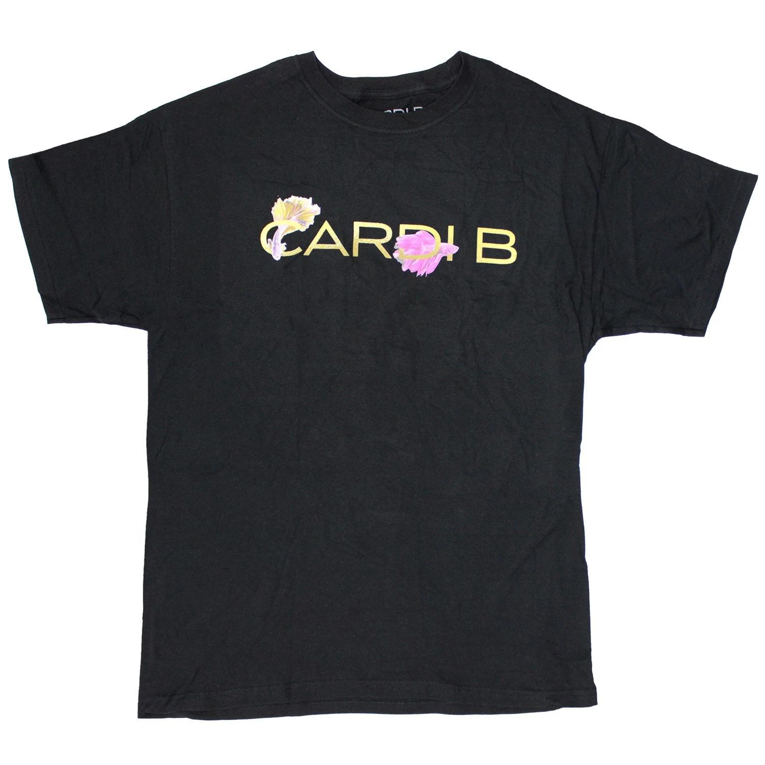 Men s Cardi B Fish Logo T-shirt Large Black S
