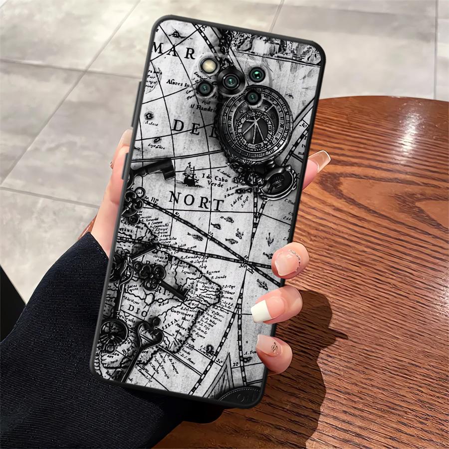 

Чехол для телефона Funda для Xiaomi Poco F8 X3 X4 X5 X7 Pro C50 C71 C75 M5 M3 M4 M7 F3 F1 C61 Ретро Карта Стол Poco F3