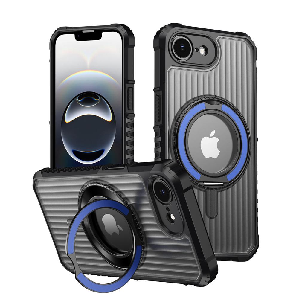 KEYSION 360° Rotating Ring Stand Case for MagSafe for iPhone 16e 2025 Matte Transparent Magnetic Shockproof Phone Back Cover