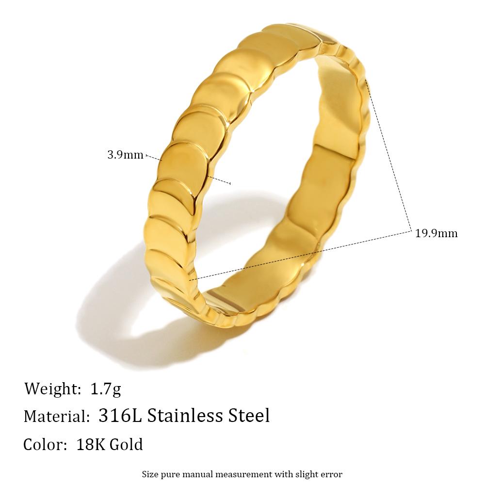 MamacitaSlay 316L Stainless Steel Fish Scale Texture Ring 18K Gold Plated Waterproof Jewelry For Women Stackable Minimalist Ring
