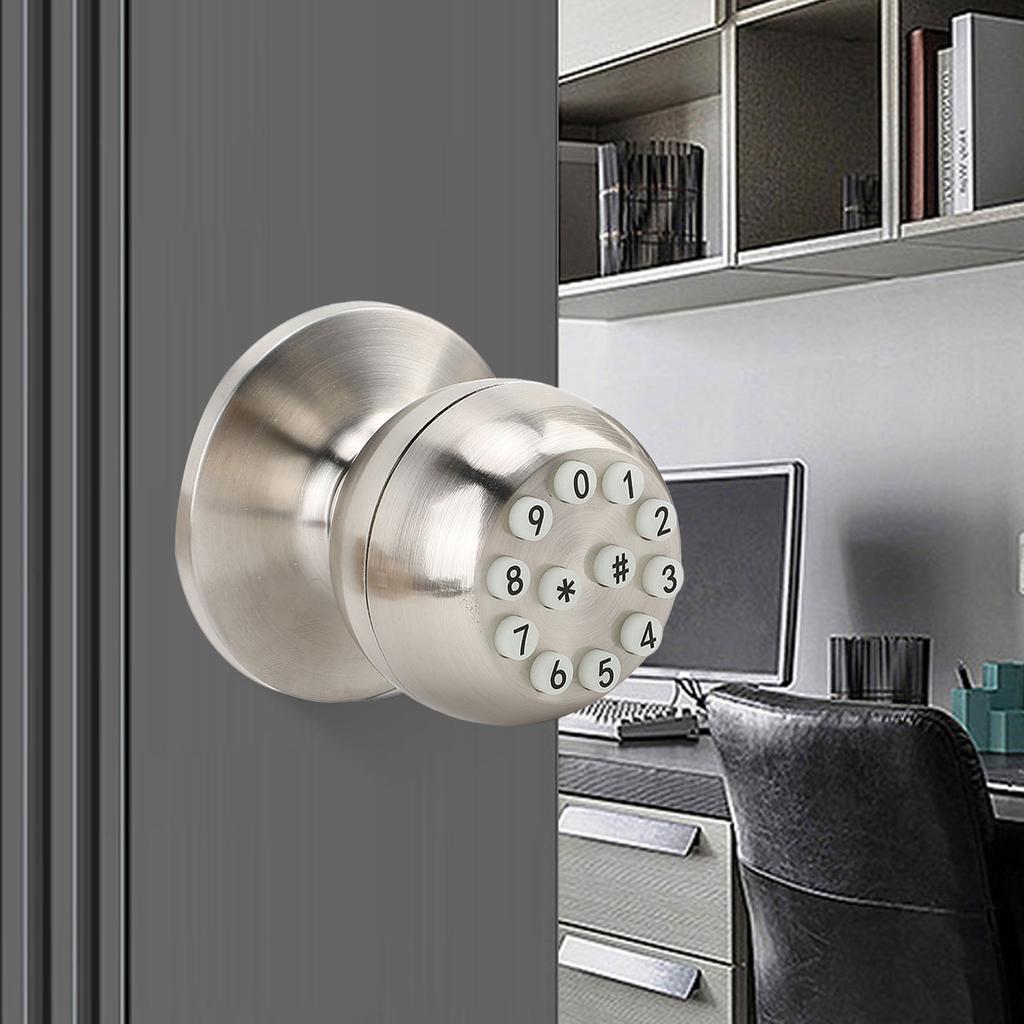 Keypad Door Knob with Lock and Key Round Electronic Entry Door Knob Lock for 35‑55MM Thickness Door Apartment Garage