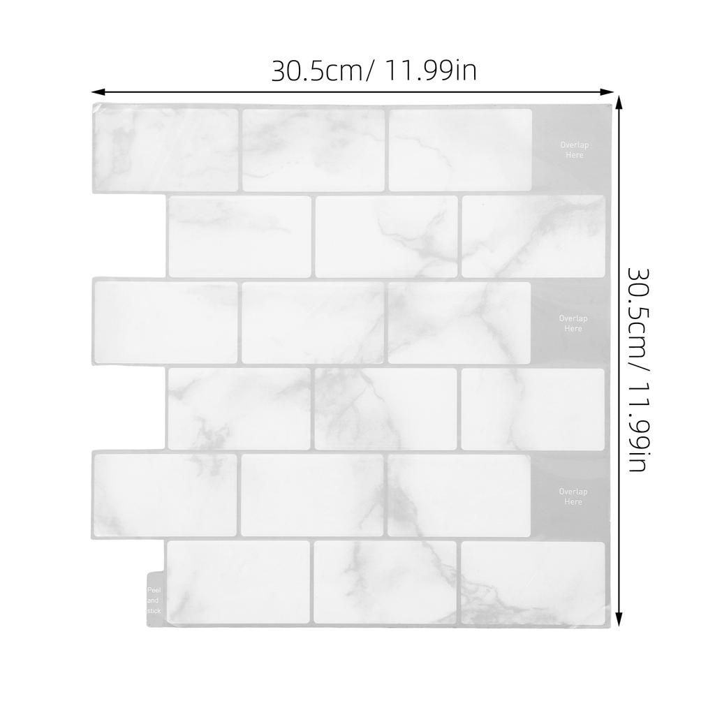10 Sheets Peel and Stick Tile Stickers Waterproof Self Adhesive 3D Gel Finish Kitchen Wall Decor Light Grey Removable Splashback