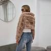 Y2k Streetwear Women Autumn Winter Faux Fur Coat Hooded Cropped Jacket Fur Coat Long Sleeve Cardigan Soft Tops Vintage Harajuku