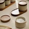 Ceramic Seasoning Jar Set Seasoning Box Kitchen Spice Container Condiment Bottles Spice Jar Wooden Cover Sugar and Salt Shaker