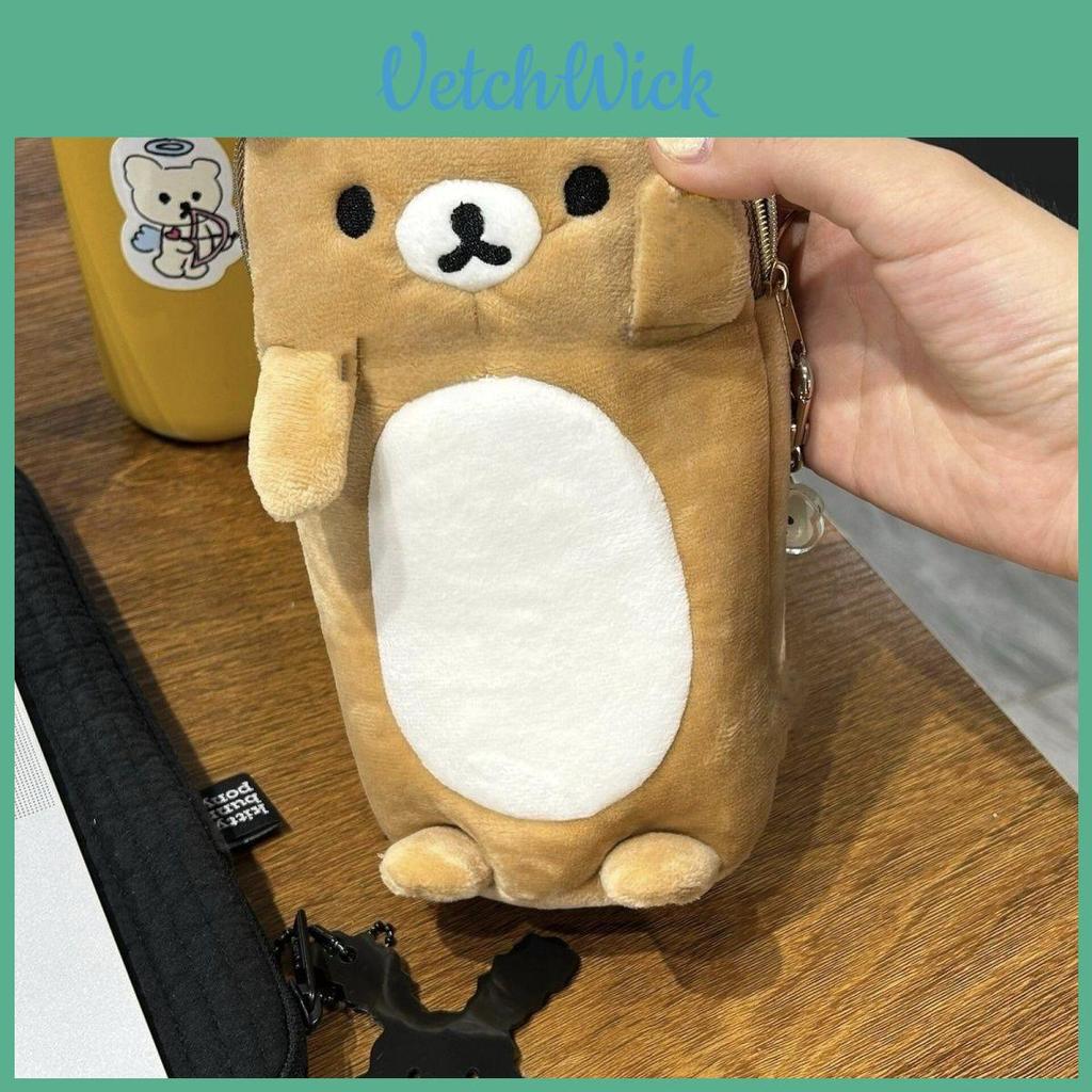Rilakkuma Plush Zipper Pencil Case For Girls With Cute Toy Storage Organizer