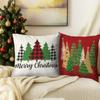 Red Background, Green and Gold Christmas Tree and Lattice Tree, Christmas Pillowcase, Super Eye-catching 2d Graphic Printing