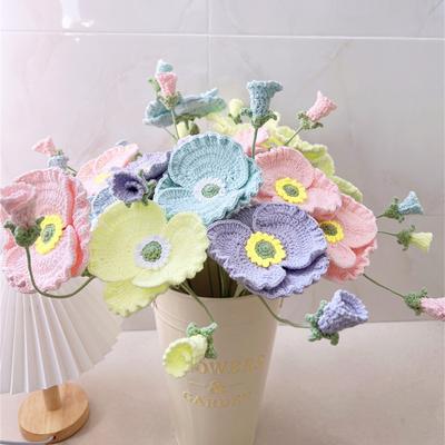 Creative Crochet Flower Bouquet Finished Handwoven Flowers Knitted Flower Wedding Party Decor Friends Gift