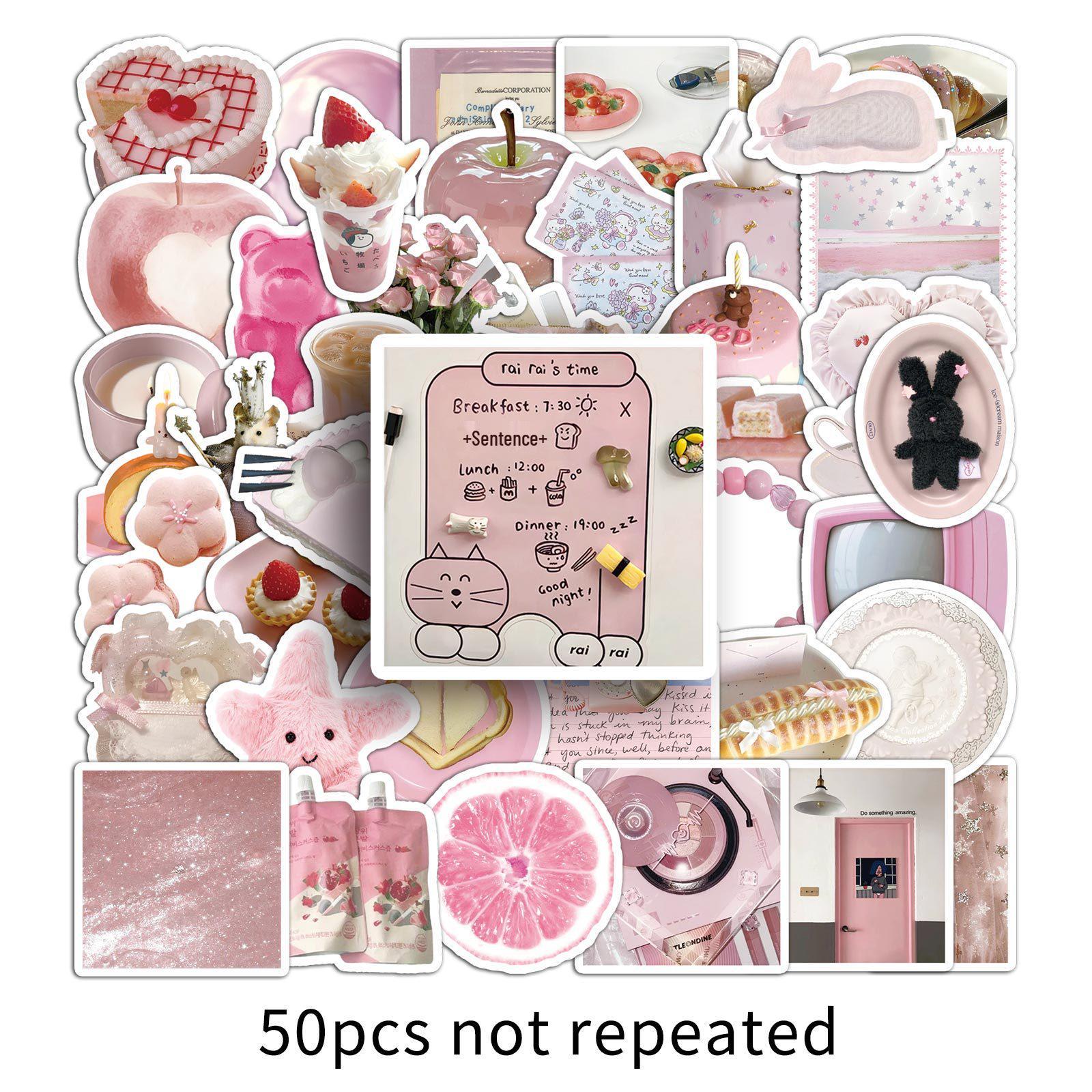 50 Pink INS Style Fun  Trendy DIY Stickers for Refrigerator, Desktop  Headphones