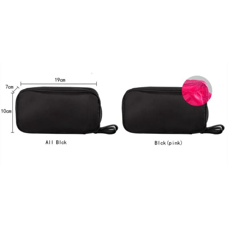 Black Mini Make Up Bag For Female Designer Travel Storage Bag For Daily Doule Zipper Small Cosmetic Bags