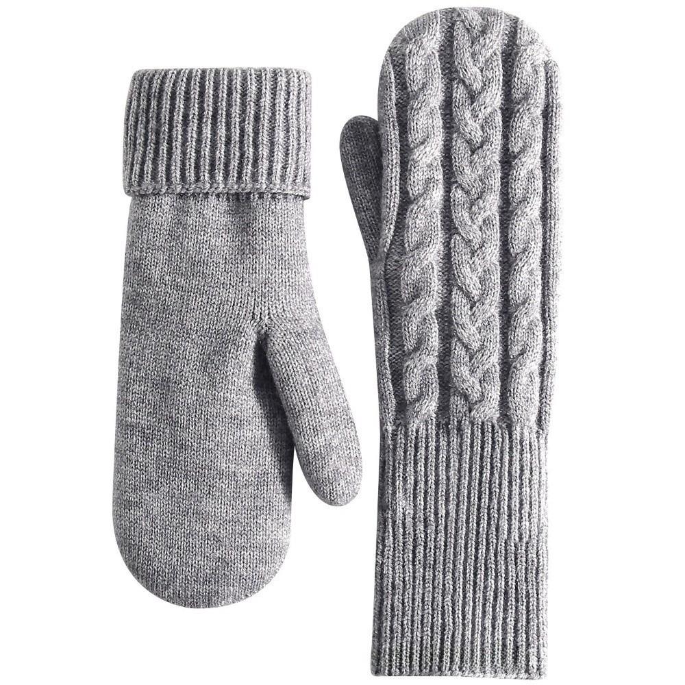 Plush Lined Winter Mittens Double Layer Thermal Mittens New Padded Fingerless Gloves  For Women