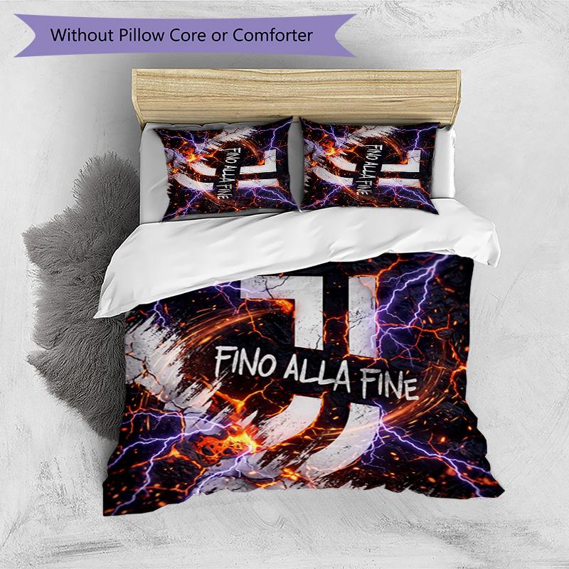 Juventus FC Pattern Printed 3PCS Bedding Set Soft Skin-Friendly Washable Duvet Cover & Pillowcases Set All Season Bedroom