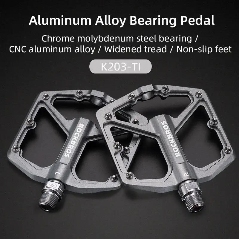 ROCKBROS MTB Road Bicycle Pedals Aluminum Alloy Bike PedalsAnti-slip Ultralight Sealed Bearing One-piece Mountain Bike Pedal