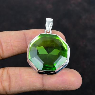 Briaunuotas peridoto pakabukas brangakmenis rankų darbo pakabukas 925 prabos sidabro pakabukas elegantiški papuošalai labai gražus gimtadienio akmens pakabukas dovanos žmonai
