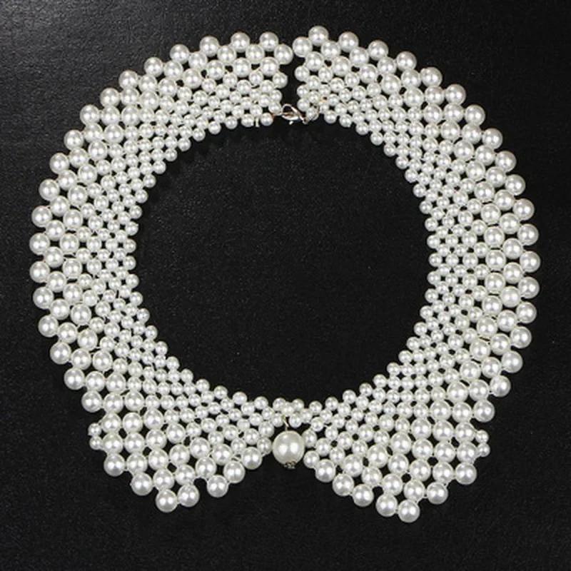 Pearl Beaded Lace Trim Collar Ribbons Wedding Jewelry for Clothes Dress Collars Fashion Accessories
