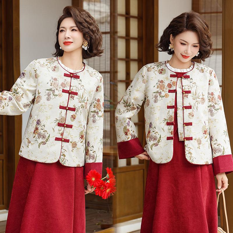 2026 Elegant Tang Suit: Chinese Embroidered Spring & Autumn Outerwear for Middle-Aged and Elderly Women