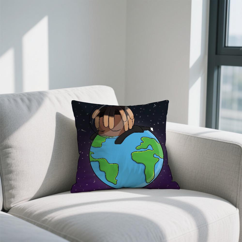 Rapper J-Juice W-WRLD povlak na polštář Oboustranně potištěný Polyesterový povlak na polštář Vzor Dekorativní zip Povlak na polštář