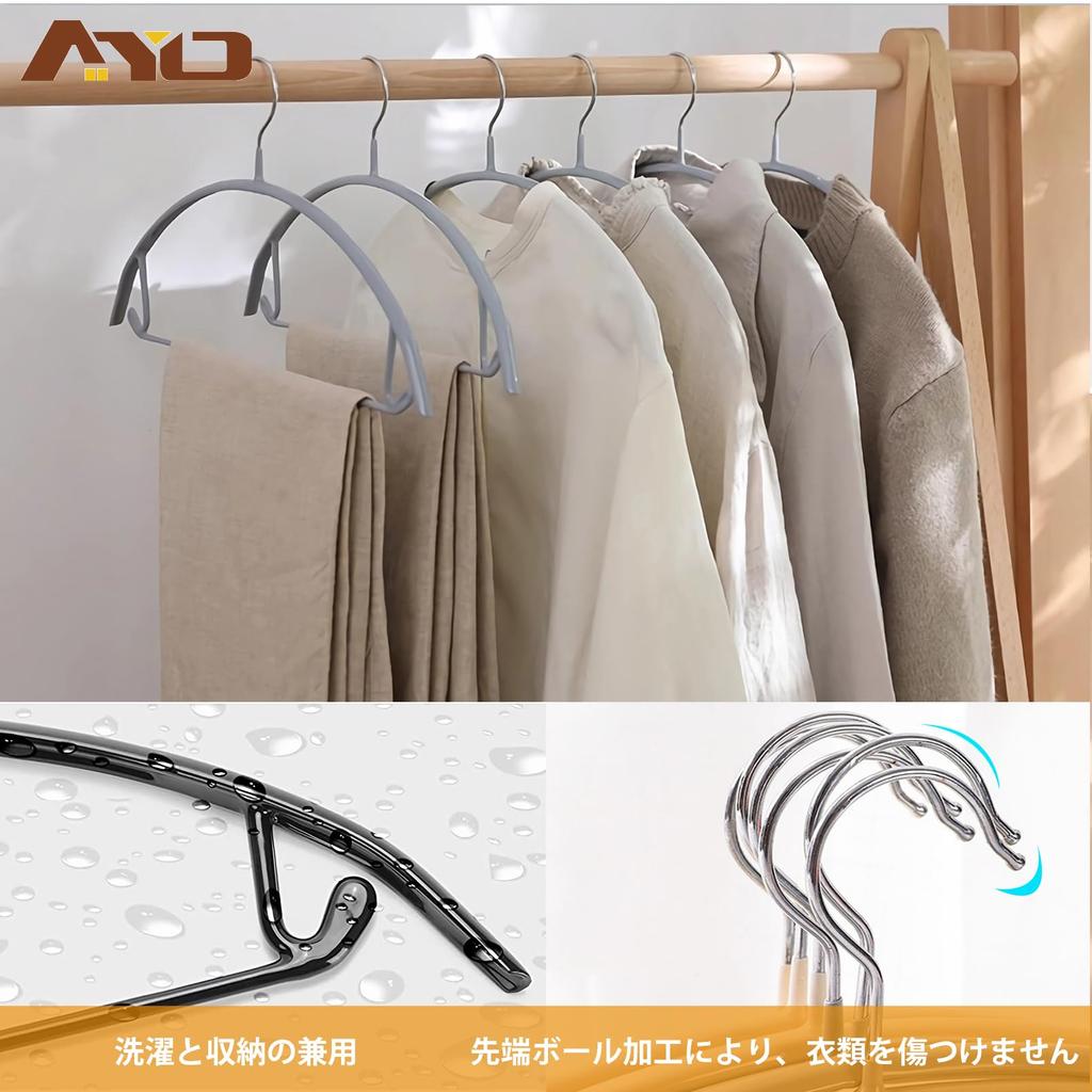 AYO Slim Prevents Clothes from Losing Their Ideal for and Stylish and Suitable for Both Wet and Dry Popular Non-Slip Hangers, 20-Pack, Black. Design,