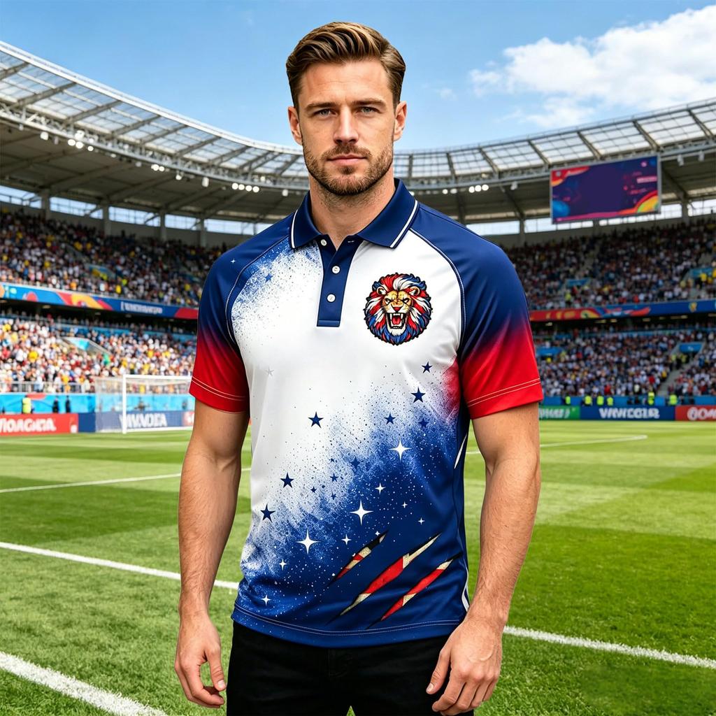 Klassiek Heren Poloshirt Voetbalshirt met Bedrukt Engeland Embleem en Badge Ontwerp Geschikt voor Casual en Sportkleding