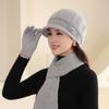 Women's winter velvet thickened cold and warm knitted wool hat middle-aged and elderly rabbit hair mother hat scarf gloves