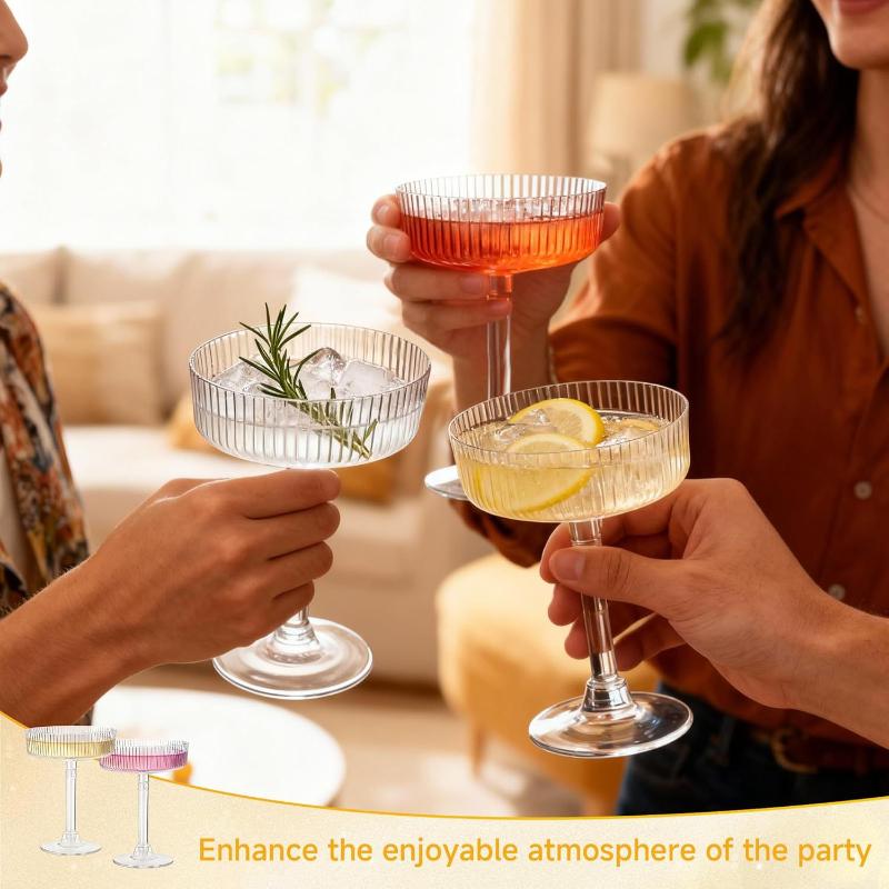 10Pcs Lightweight Transparent Plastic Martini Glasses Dessert Cups Toasting Flutes for Wedding Cocktail Night Event