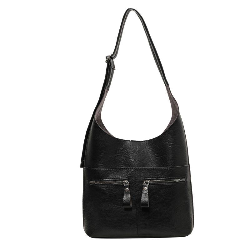 Autumn Winter Vintage Large Capacity Shoulder Bag Women Leisure Pu Leather Crossbody Bag Simple Versatile Female Handbag