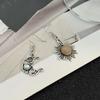 Personality Earrings Retro Silver Plated Earrings Sun Moon Pattern Dangle Earrings  Women