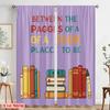 2pcs 2D Flat Printing Drapes Bookshelf Illustration Quote Reading Polyester Without Electricity Festive Holiday Use for Yard &