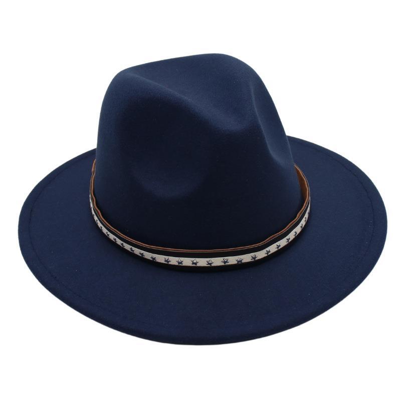 Foreign Trade Retro Top Hat Pentagram Jazz Hat Men'S And Women'S Felt Hat European And American Style Hat Woolen Hat Wool