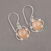 Natural Peach Moonstone Gemstone 925 Sterling Silver Handmade Earrings 1.40" EE-56-29