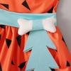 Baby Kids Girls Triangle Printed One Shoulder Tulle Dress with Bowknot Headband Cosplay Costume Clothes for 0.5-5 Years
