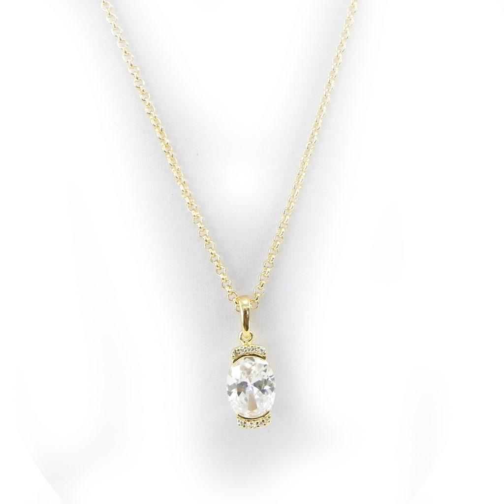 Altesse [G6890] - Colier placat cu aur „Scarlett” aur alb - 16x10 mm