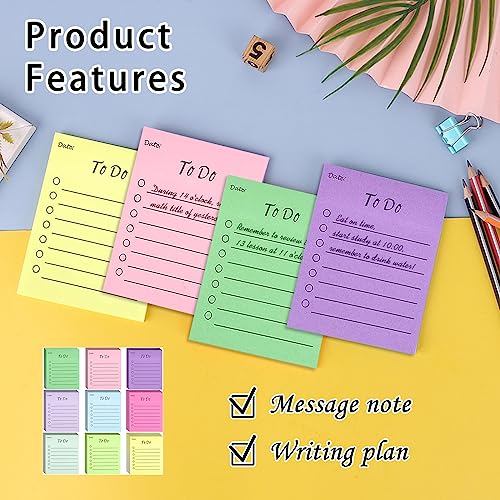 9 Packs Sticky Notes 3 X 3.5 Inches Lined Notepad 450 Sheets Assorted Colors Self Stick Notes for Planner Office School Supplies