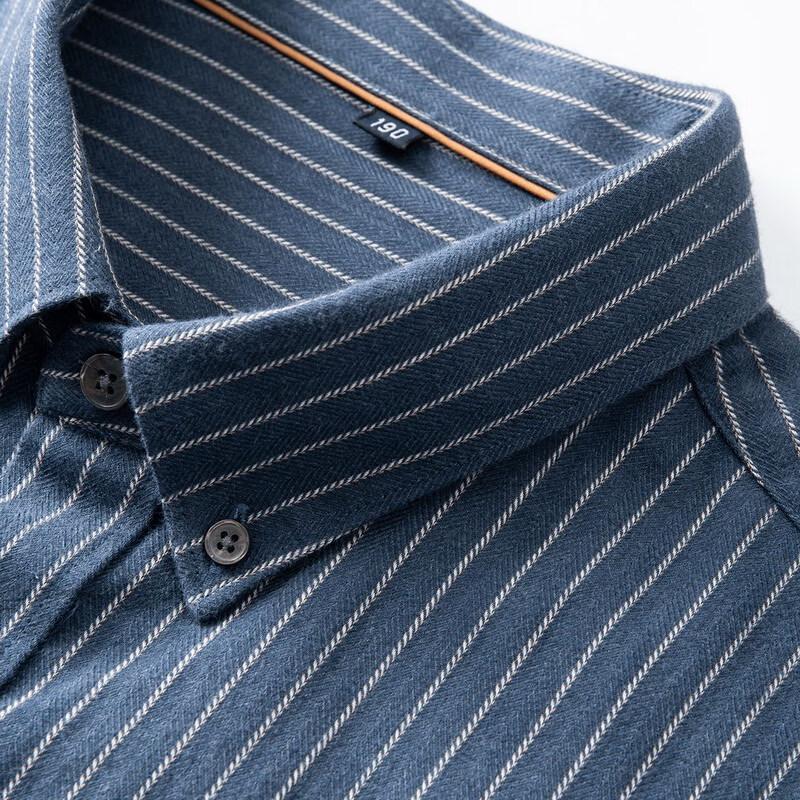 Men's Plus Size Striped Brushed Long Sleeve Casual Shirt