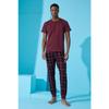 Marineblaues, kurzärmliges Herren-Pyjama-Set mit Urban-Print