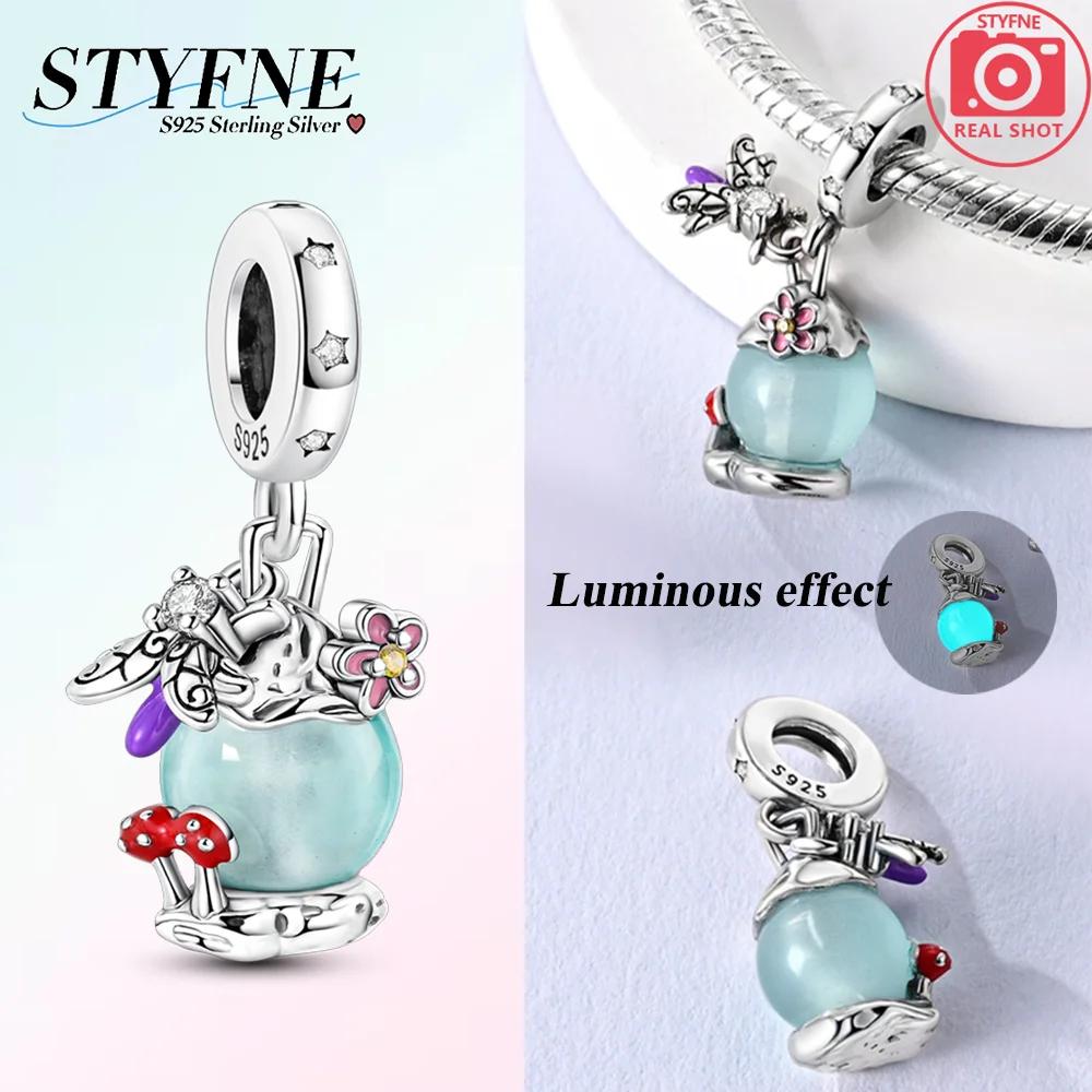 Silver 925 Van Gogh Heart Colorful Butterfly Beads Luminous Firely Charms Fit Bracelet for Women DIY Fine Jewelry Gift