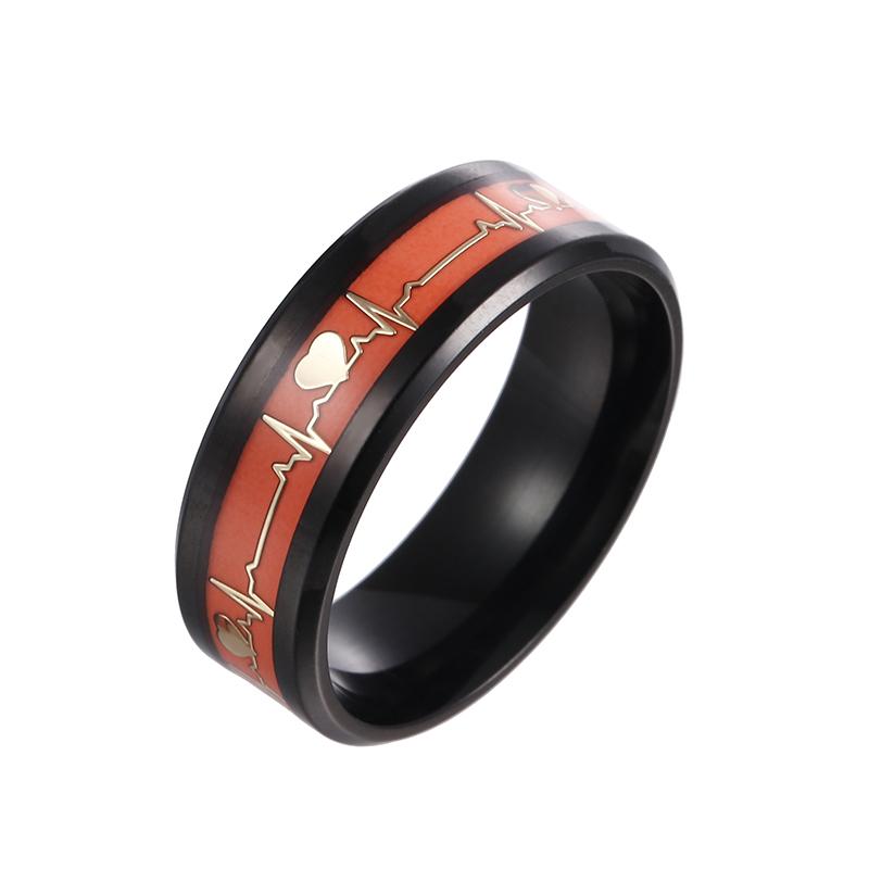 Мужское кольцо 8 мм сердце любви ЭКГ линия жизни пульс кольцо сердечного ритма кольцо для пары мужчины и женщины ЭКГ черное углеродное волокно обручальное кольцо 6