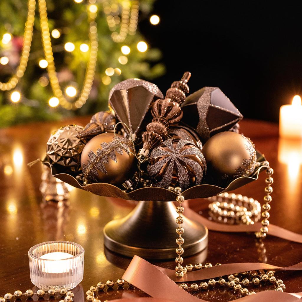 Valery Madelyn Christmas ball gorgeous set of 40 in gold and Perfect for Christmas tree Stylish and gorgeous in and Nordic-style ornaments, copper.